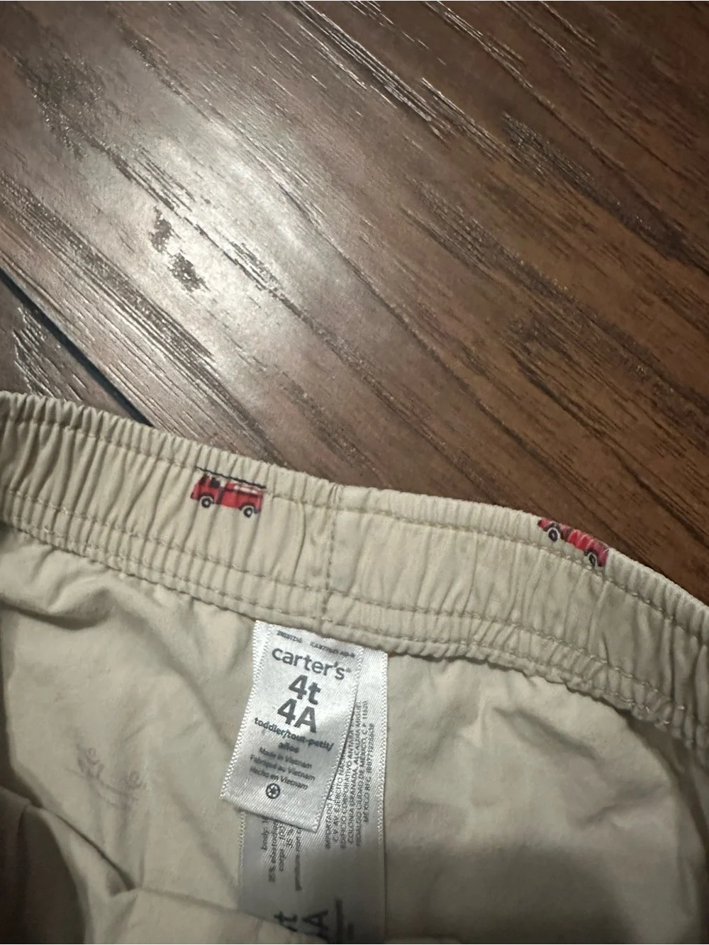Carter's Tan Shorts with Red Truck Embroidery